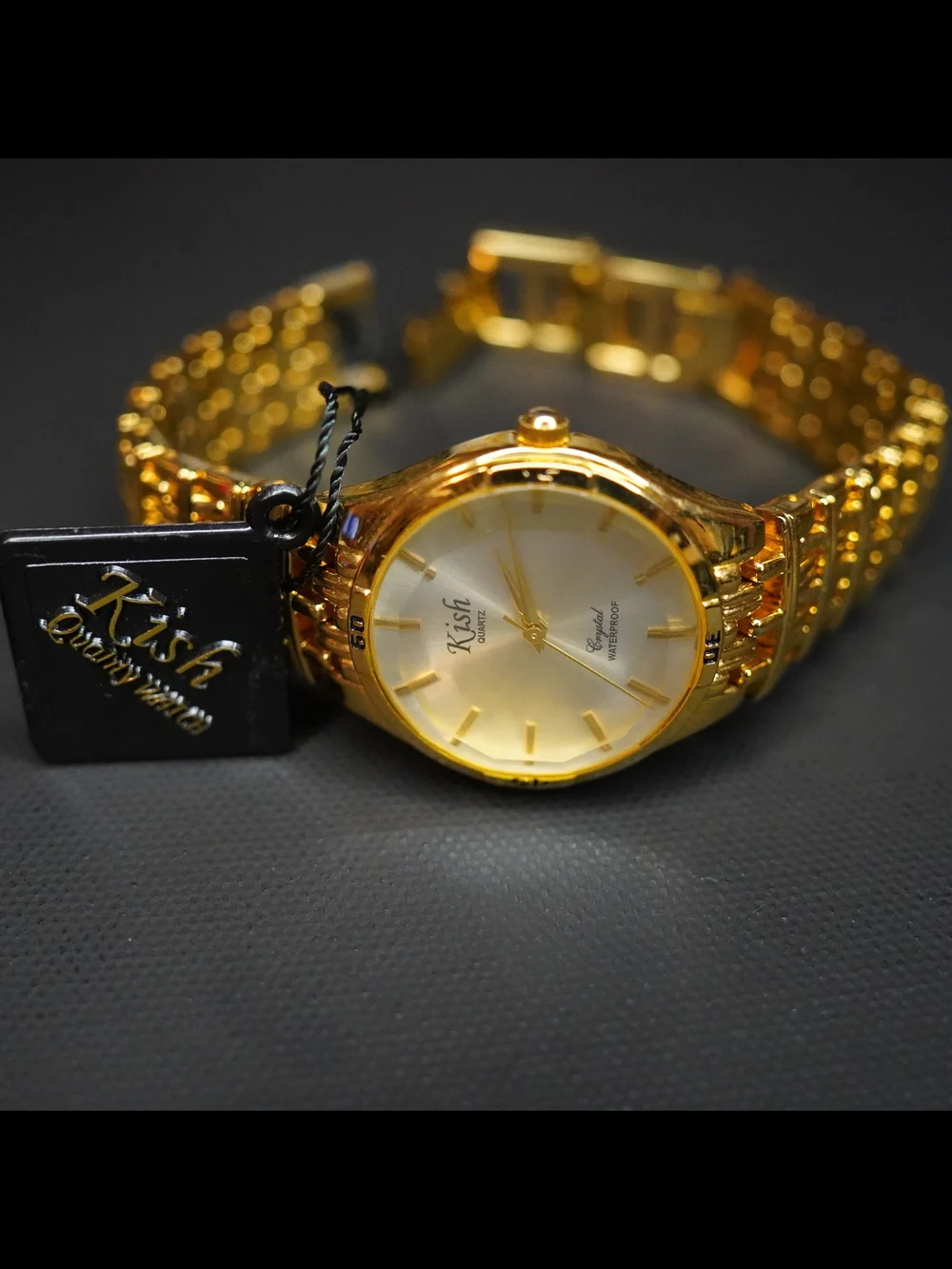 Kish KHT809 Quartz Gold-Tone Silver Dial Analog Wristwatch Japan Mov't